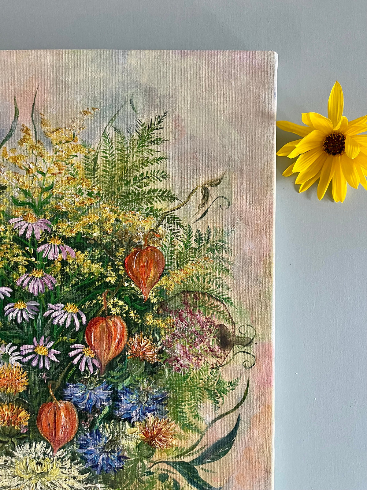 Peinture sur toile florale  Décoration Patine