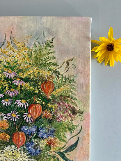 Peinture sur toile florale  Décoration Patine