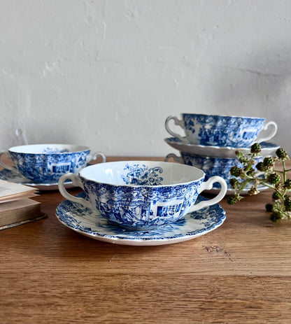 Tasses à thé anglaises avec coupelles- lot de 4  Vaisselle Patine