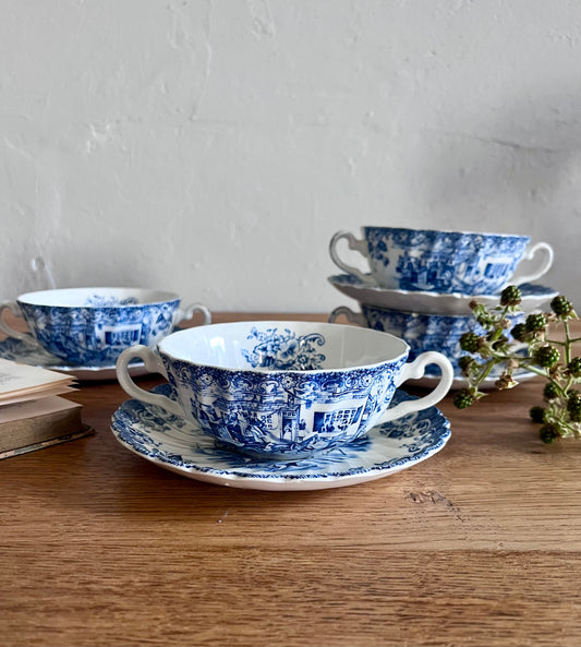 Tasses à thé anglaises avec coupelles- lot de 4  Vaisselle Patine