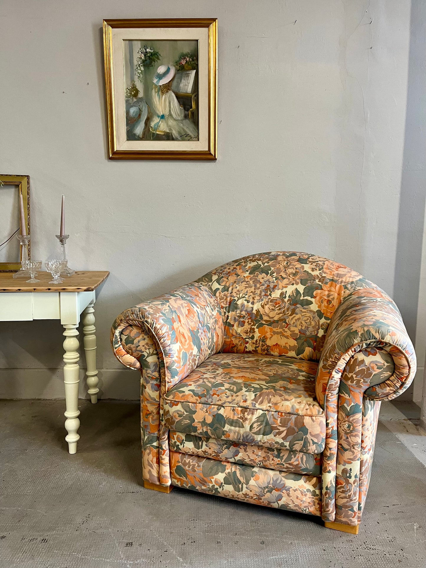Fauteuil club fleuri - style cottage