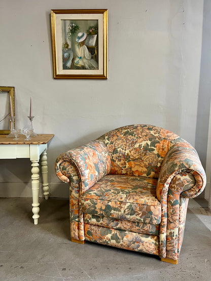 Fauteuil club fleuri - style cottage