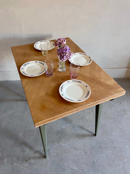 Table pieds compas avec allonges  Meubles Patine