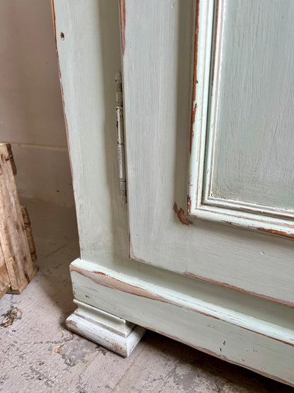 Buffet ancien patiné 2 portes bleu/vert