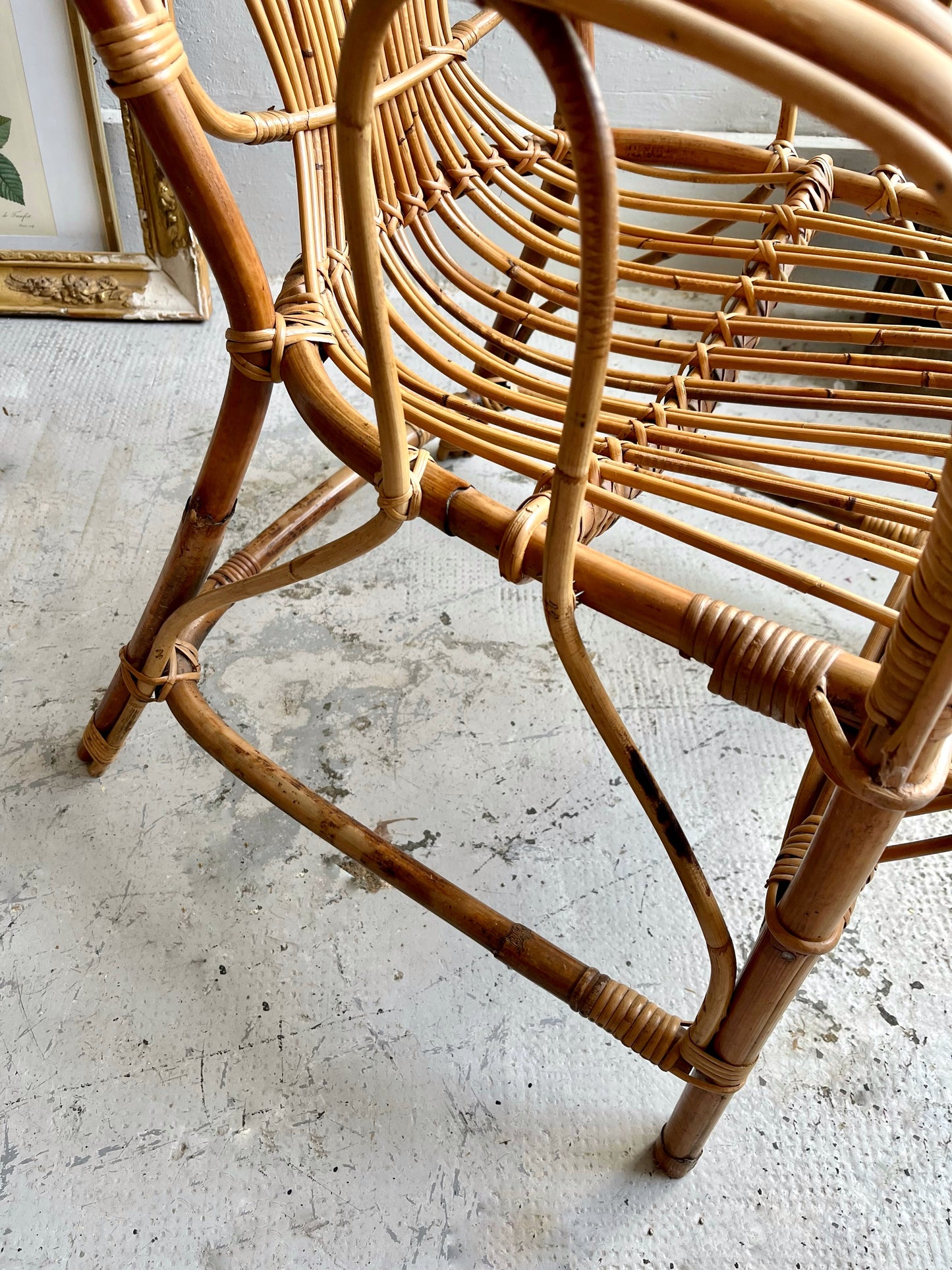 Fauteuil vintage en rotin style bohème