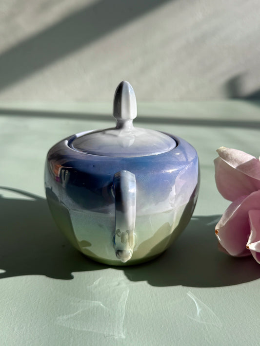 Sucrier bleu irisé ancien