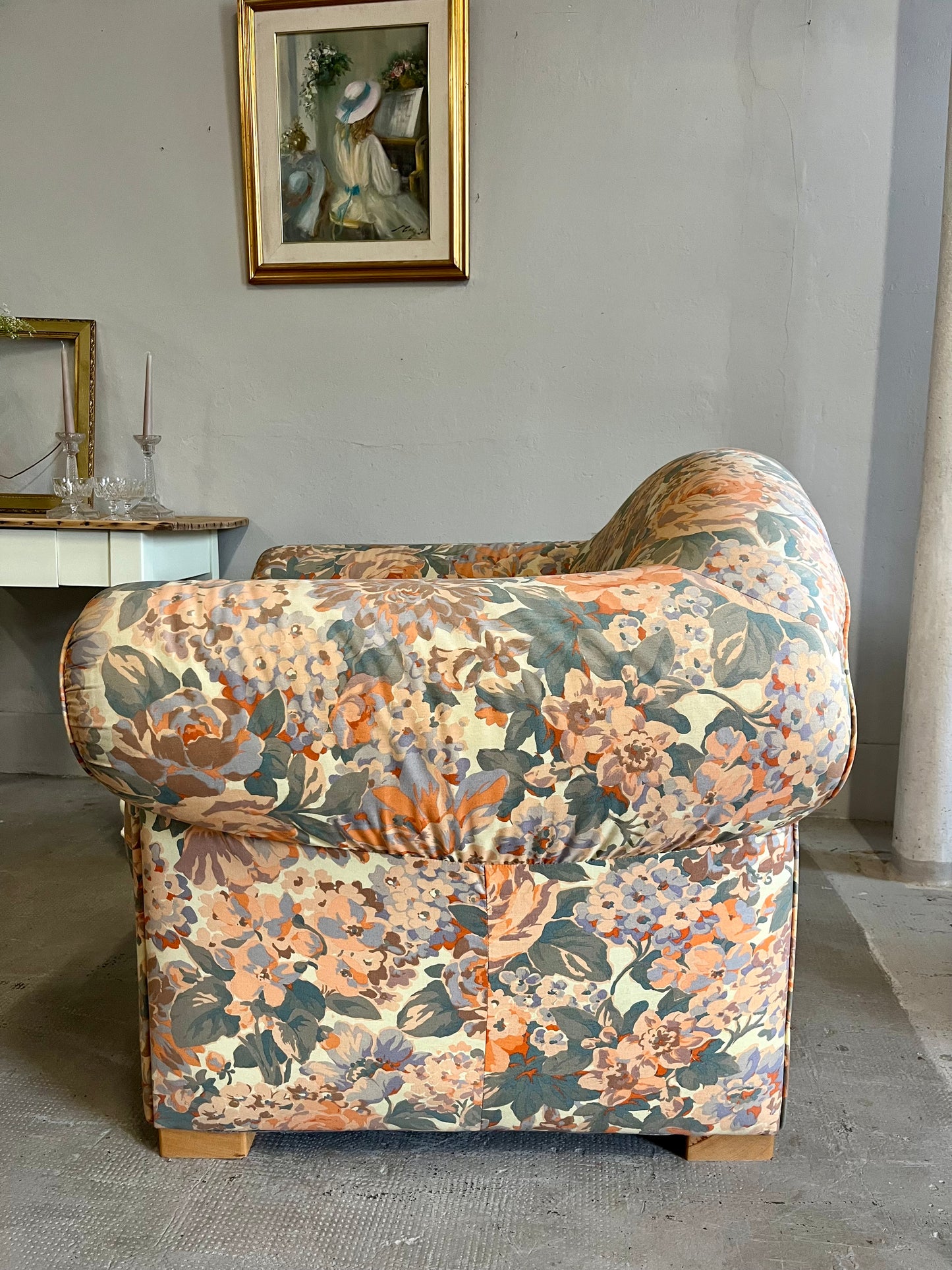 Fauteuil club fleuri - style cottage