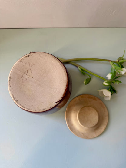 Pot à graisse en grès émaillé avec couvercle