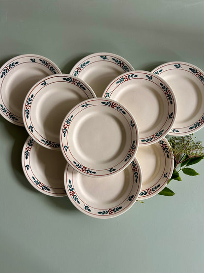 Assiettes à dessert Fécamp - Charbonnier Salins - lot de 9   Patine