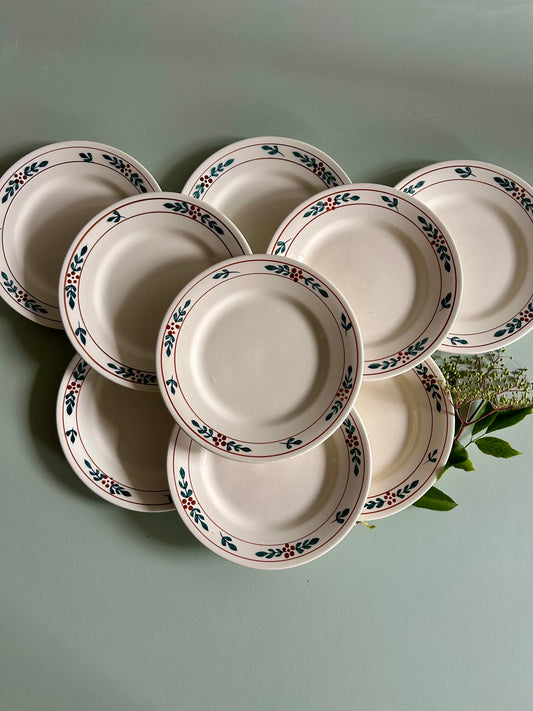 Assiettes à dessert Fécamp - Charbonnier Salins - lot de 9   Patine