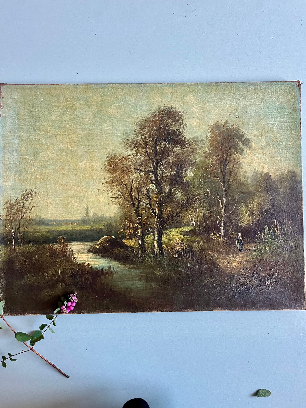 Toile peint à la main paysage   Patine