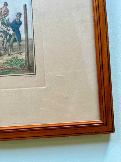 Lithographie en couleur Carle Vernet - Debucourt - « Préparatifs d’une course »