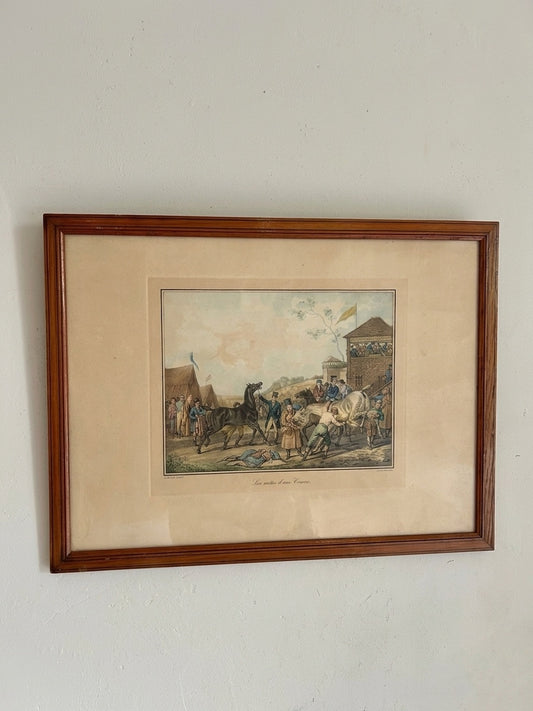Lithographie en couleur Carle Vernet - Debucourt - « Les suites d’une course »