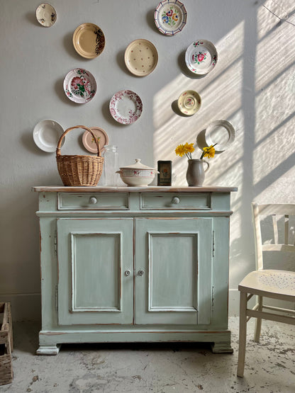 Buffet ancien patiné 2 portes bleu/vert