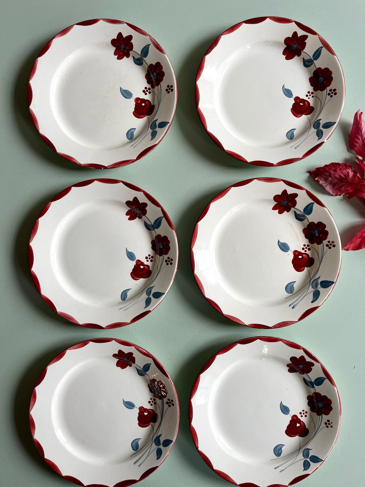Assiettes anciennes Henri E.C. Salins – Lot de 6  Vaisselle Patine