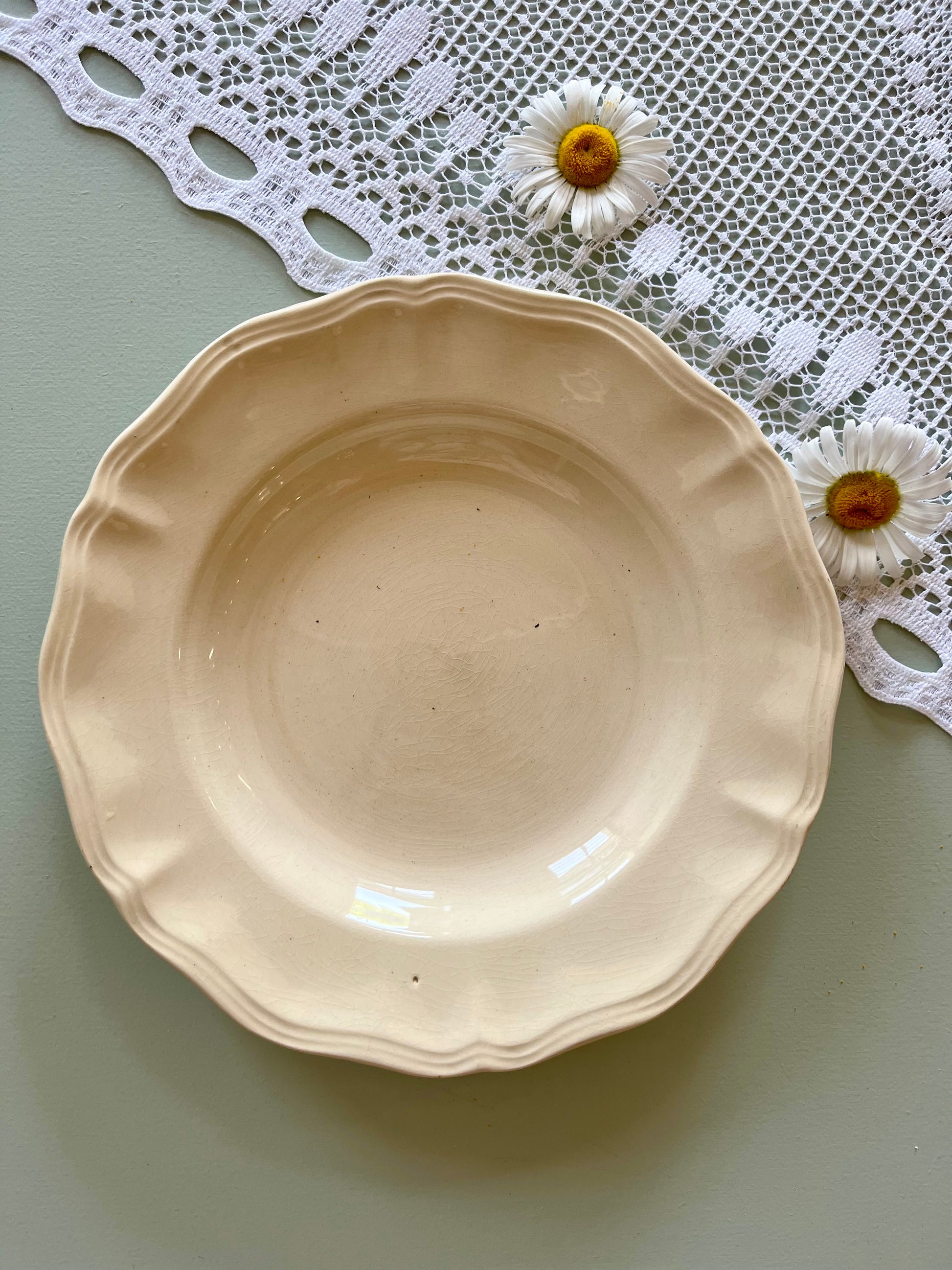 Assiettes creuses Sarreguemines beige- lot de 3 - Patine