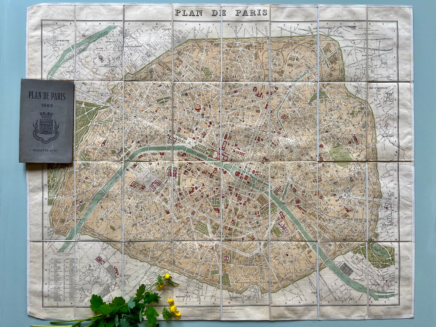 Plan de Paris vintage Hachette 1889