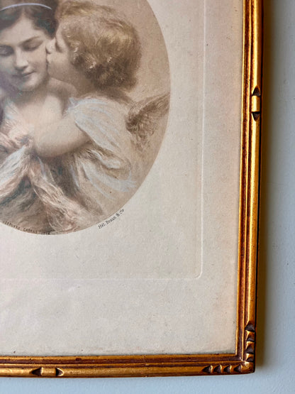 Cadre ancien doré avec illustration