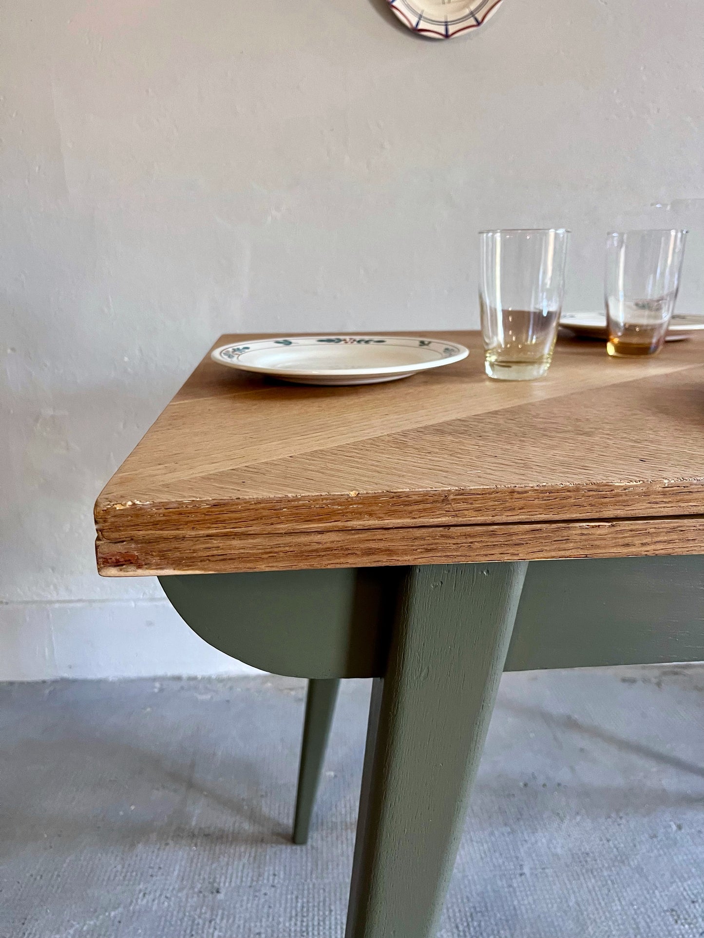 Table pieds compas avec allonges  Meubles Patine