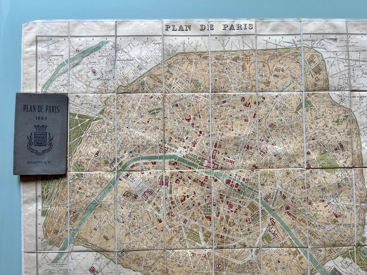Plan de Paris vintage Hachette 1889