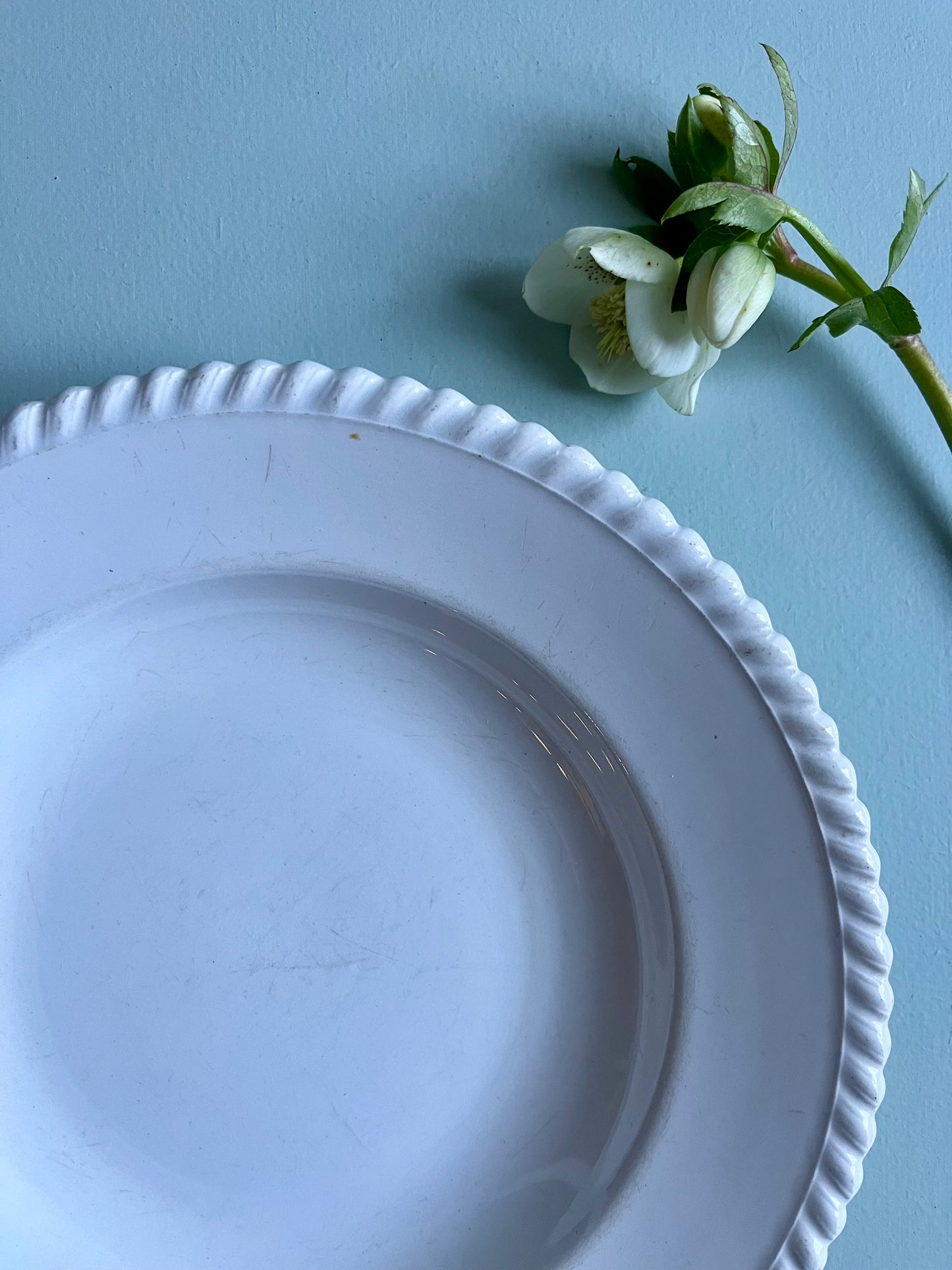 Assiettes creuses en faïence blanche-lot de 2