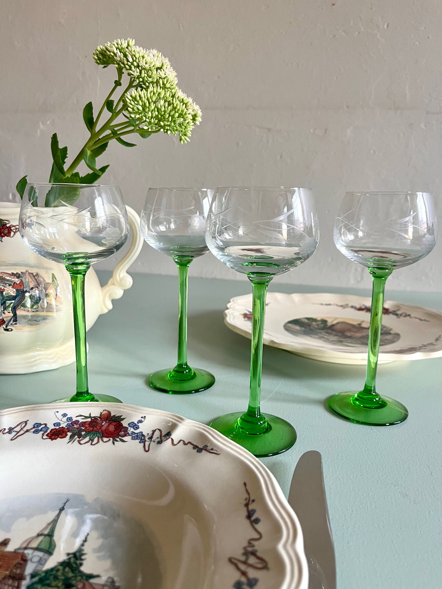 Verres à vin blanc alsaciens-lot de  4   Patine
