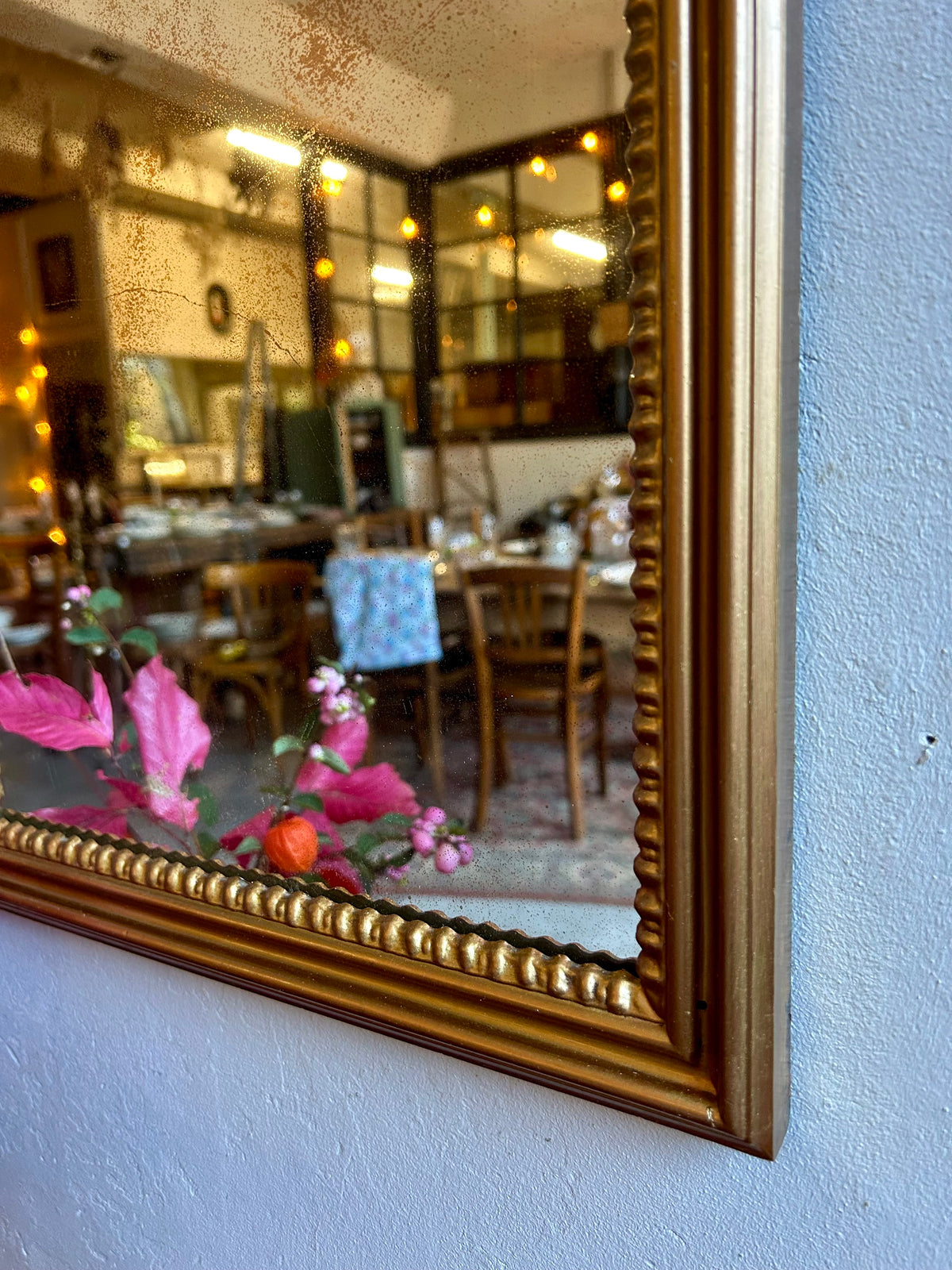 Miroir doré - cadre en métal   Patine