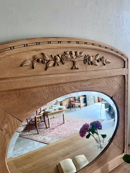 Miroir biseauté décor mûres   Patine