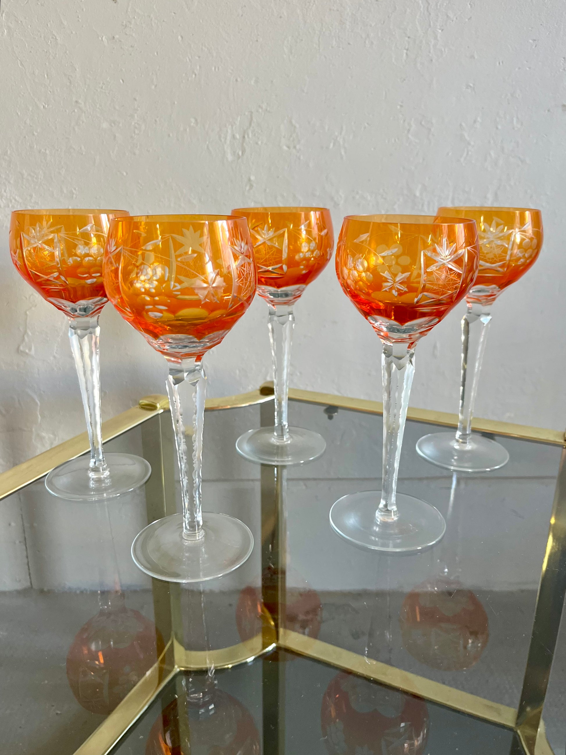 Verres à vin Römer orange en cristal taillé – lot de 5  Vaisselle Patine