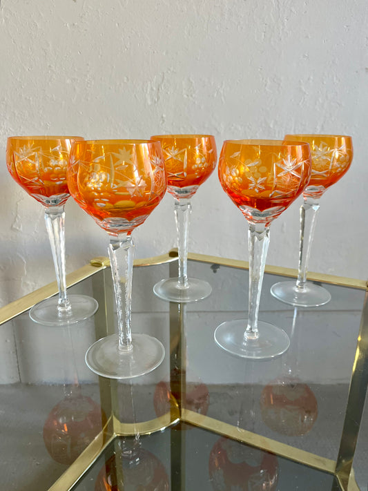 Verres à vin Römer orange en cristal taillé – lot de 5  Vaisselle Patine