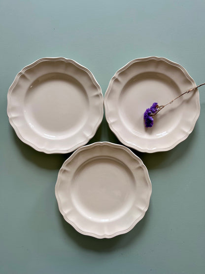 Assiettes plates Sarreguemines beige- lot de 3   Patine