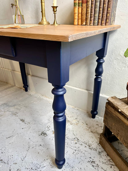 Bureau/table bleu nuit et bois