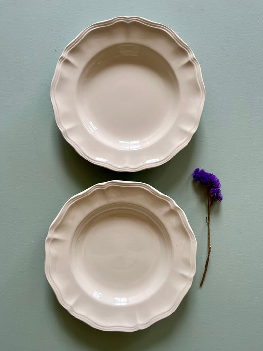 Assiettes creuses Sarreguemines beige- lot de 2   Patine