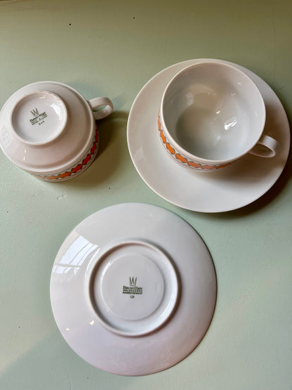 Théière et tasses vintage années 70