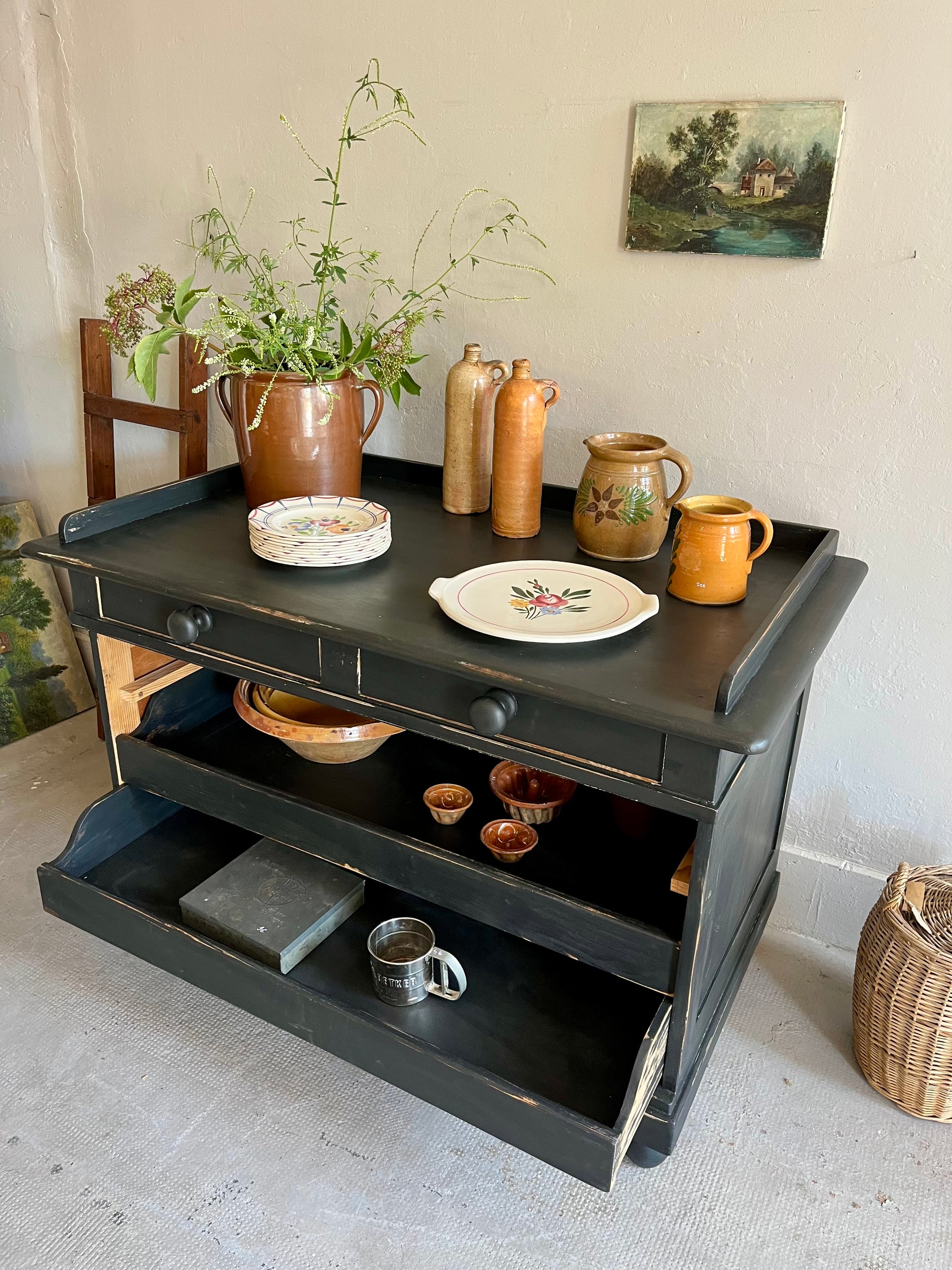 Buffet patiné noir ancien  Meubles Patine