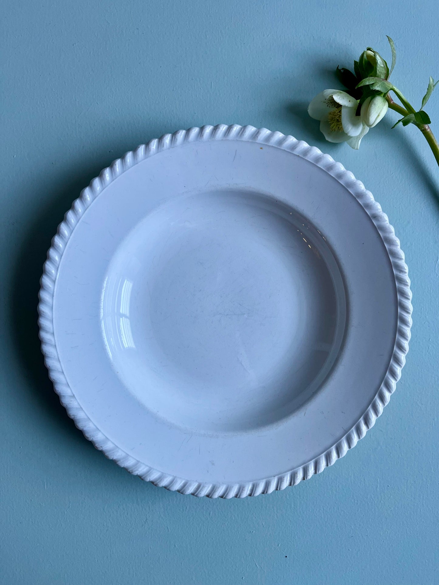 Assiettes creuses en faïence blanche-lot de 2