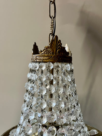 Lustre montgolfière à pampilles vintage