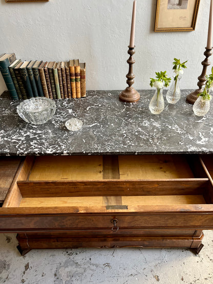 Commode marbre et bois