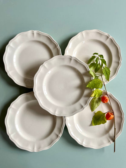 Assiettes anciennes Sarreguemines beige – Lot de 5   Patine