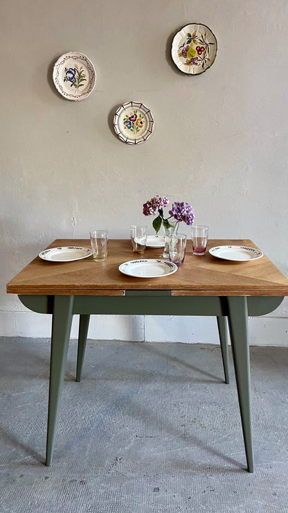 Table pieds compas avec allonges  Meubles Patine