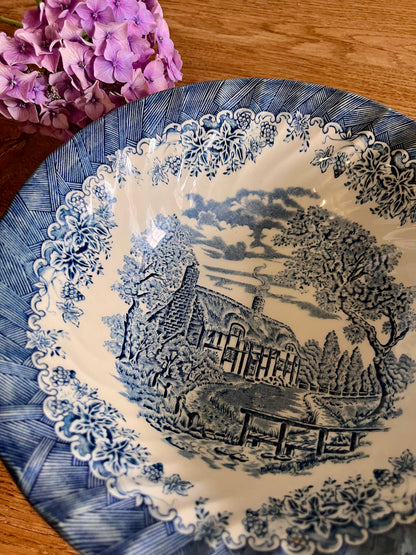 Saladier en céramique décor bleu anglais  Vaisselle Patine