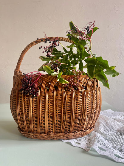 Panier en osier ancien rectangulaire  Décoration Patine