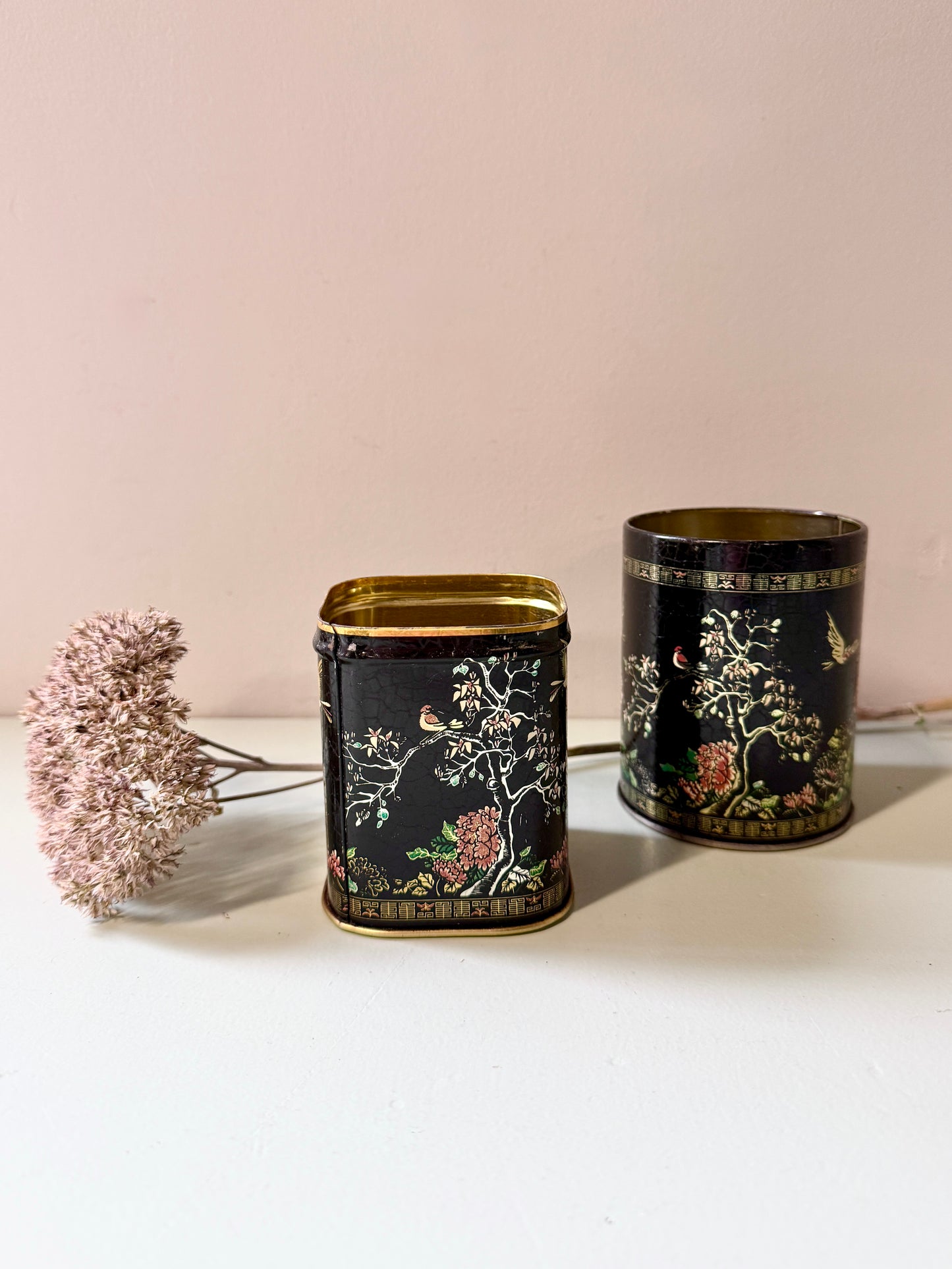 Boîtes métalliques de petites tailles, décor asiatique - lot de 2