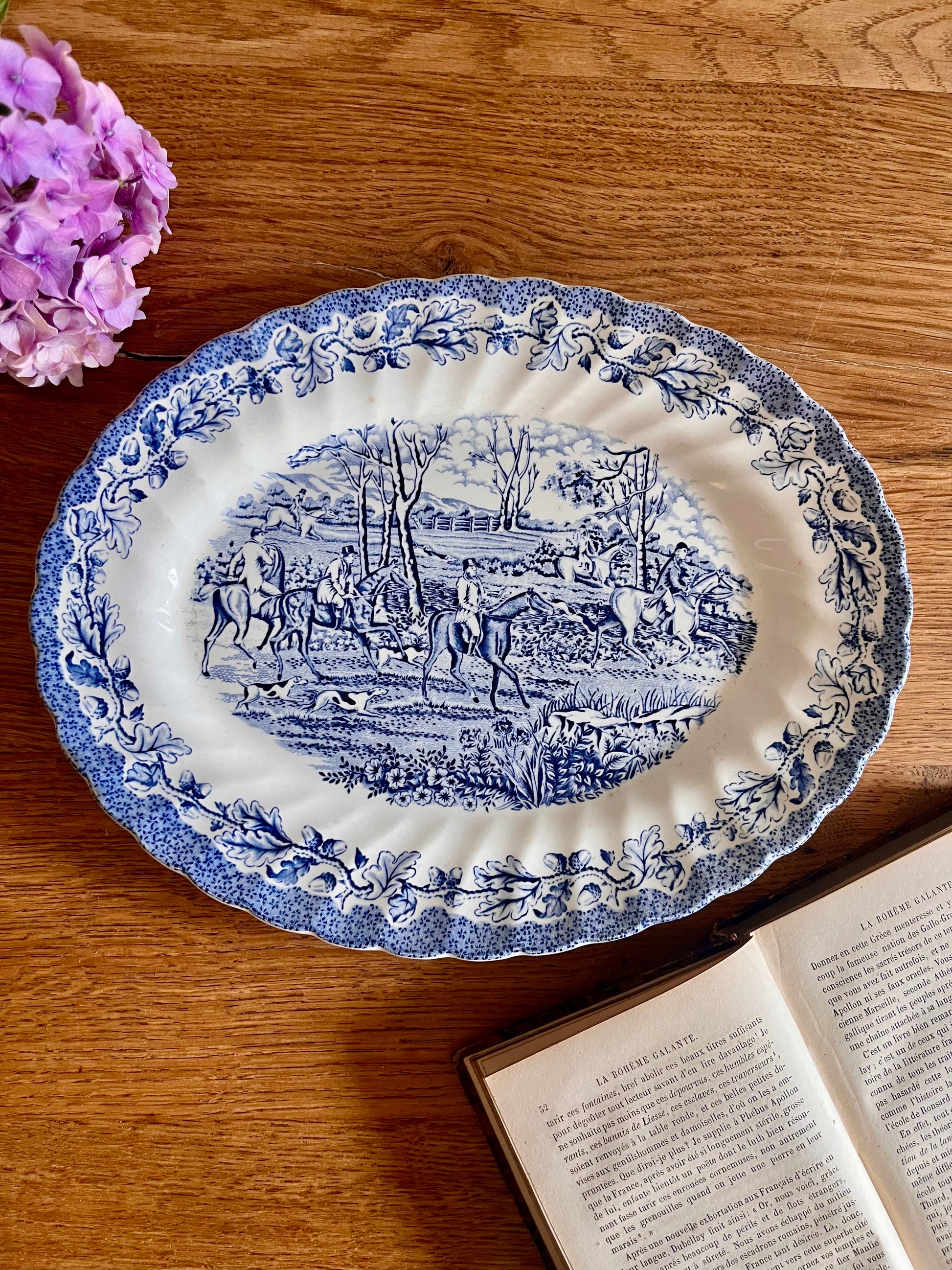 Plat de service anglais décor champêtre  Vaisselle Patine