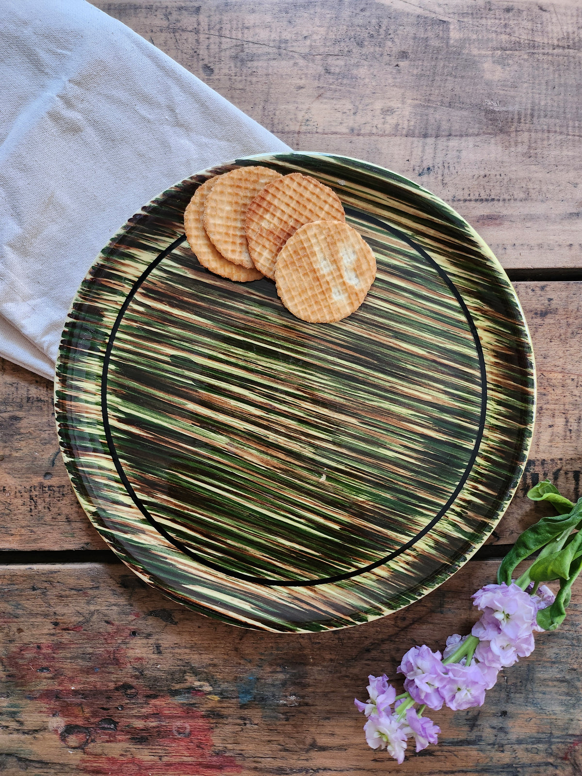 Plat à tarte en céramique années 60   Patine