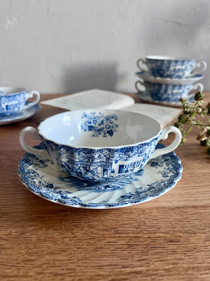Tasses à thé anglaises avec coupelles- lot de 4  Vaisselle Patine