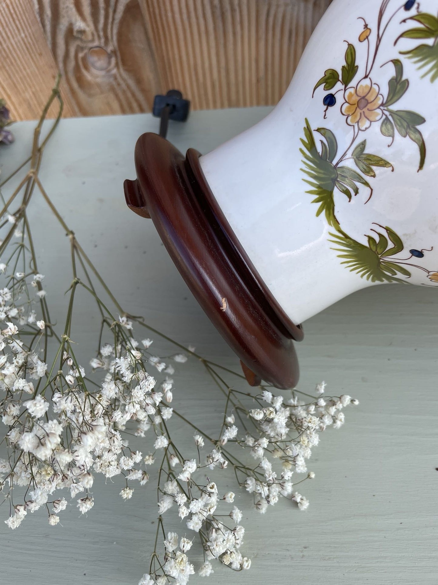 Lampe en porcelaine décor oiseau