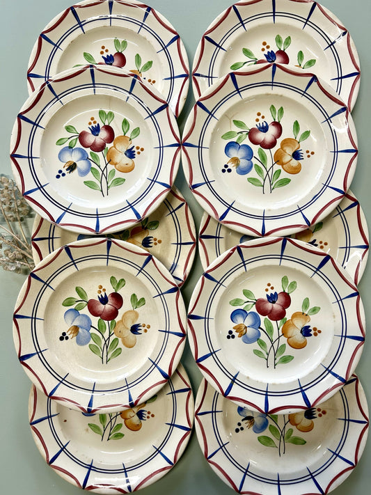 Assiettes plates Longwy modèle Roland – lot de 10