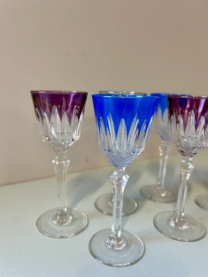 6 verres à digestif anciens en cristal taillé