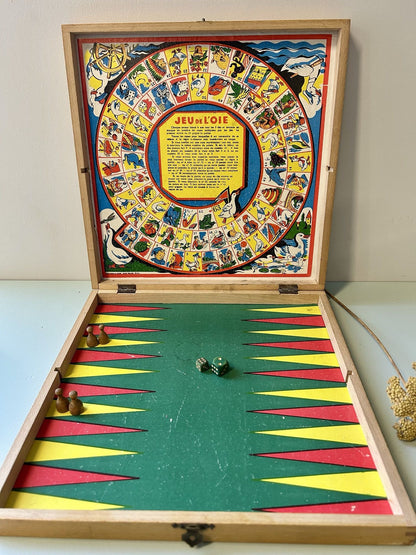 Plateau de jeux vintage en bois
